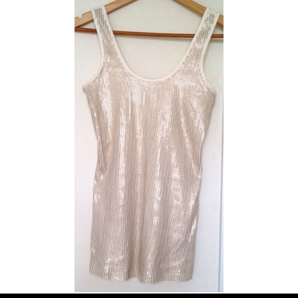 Express Ivory with Sequins Casual Tank Top - Picture 2 of 12